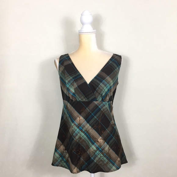 Vintage 90s y2k milkmaid fairycore cotton plaid top cottagecore - Picture 1 of 7